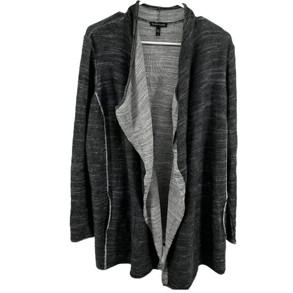 Eileen Fisher Sweaters - Eileen Fisher Waterfall Cardigan Sweater Drapey 100% Cotton Heather Gray Large